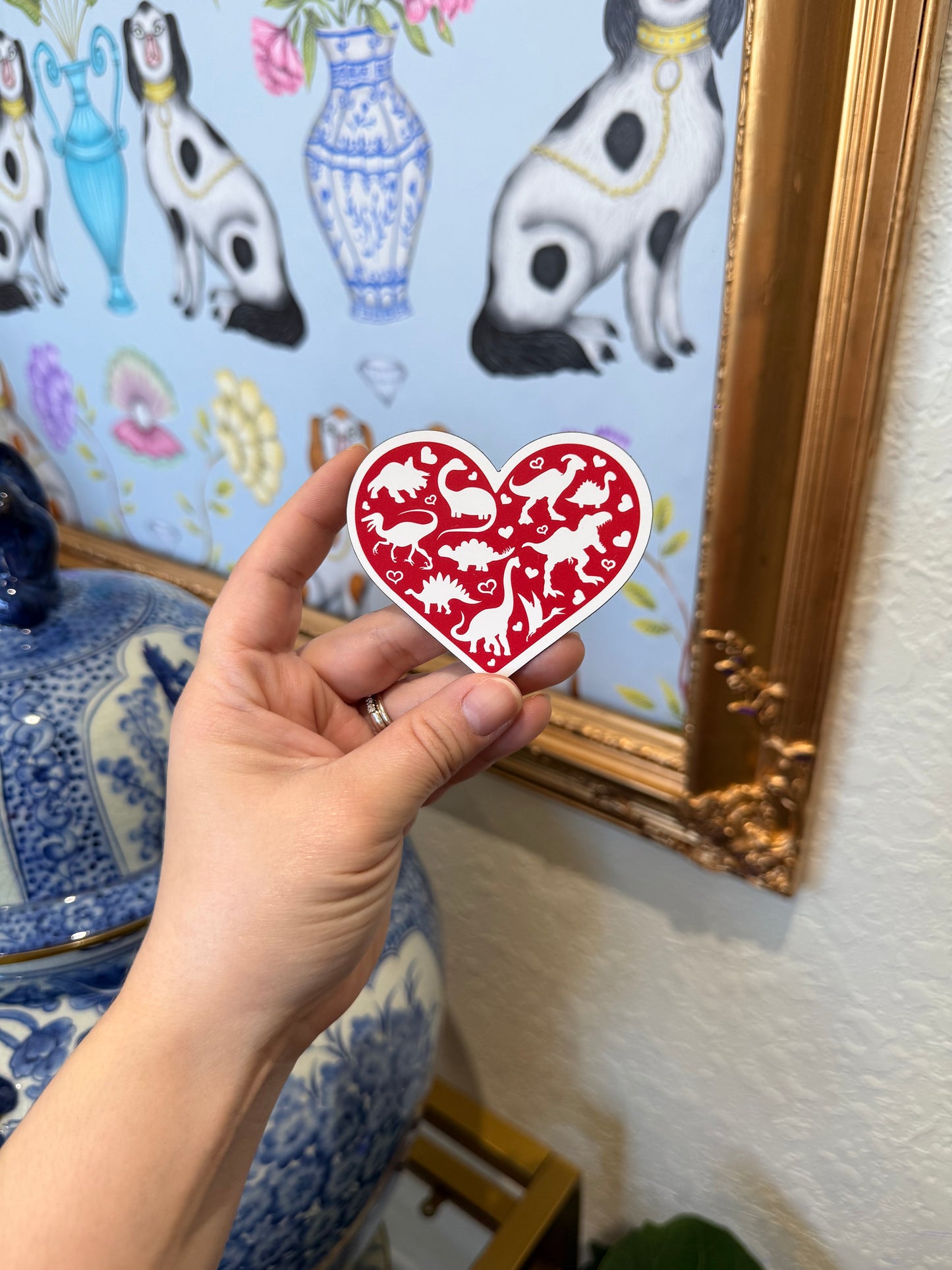 Dinosaur Red Heart Magnet