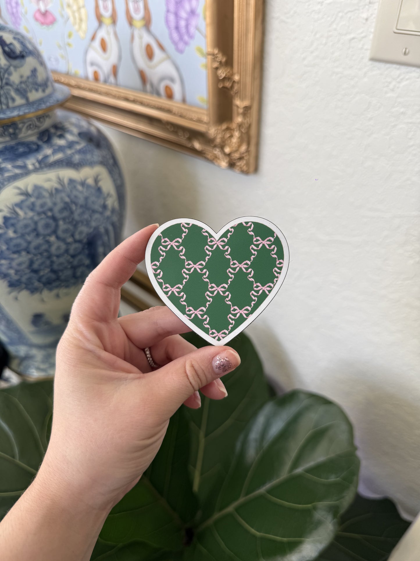 Pink Bow Heart Magnet