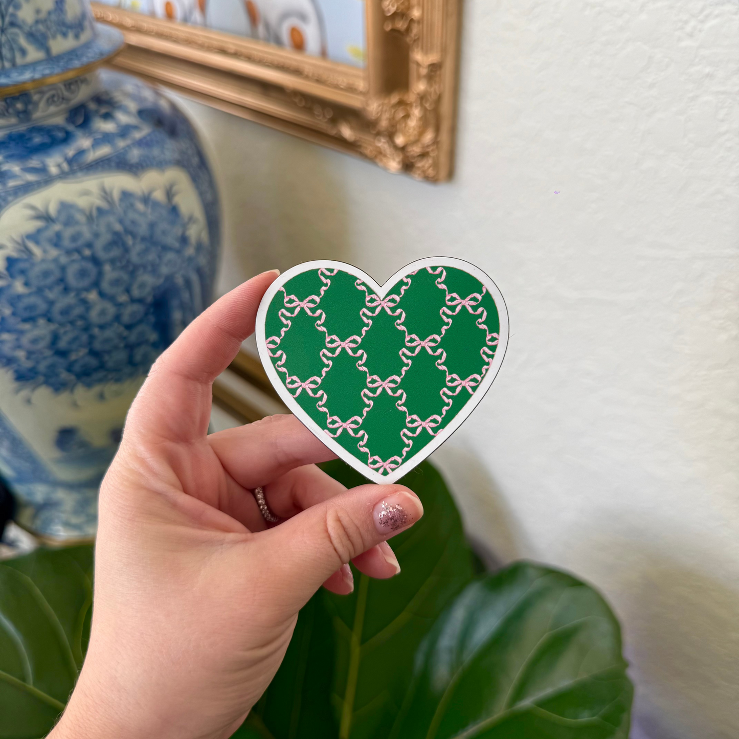 Pink Bow Heart Magnet