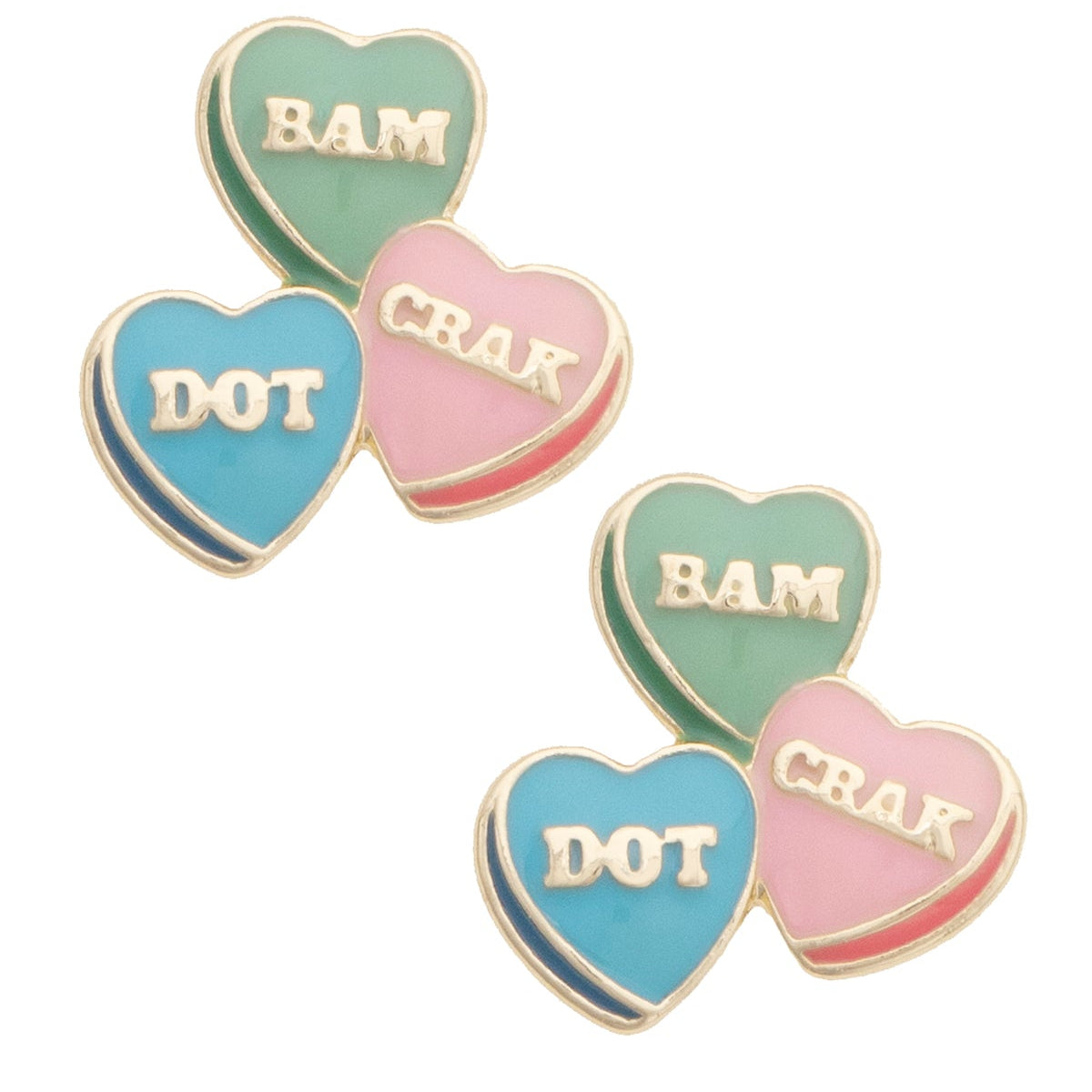Troop Mahjong Conversation Heart Stud Earrings
