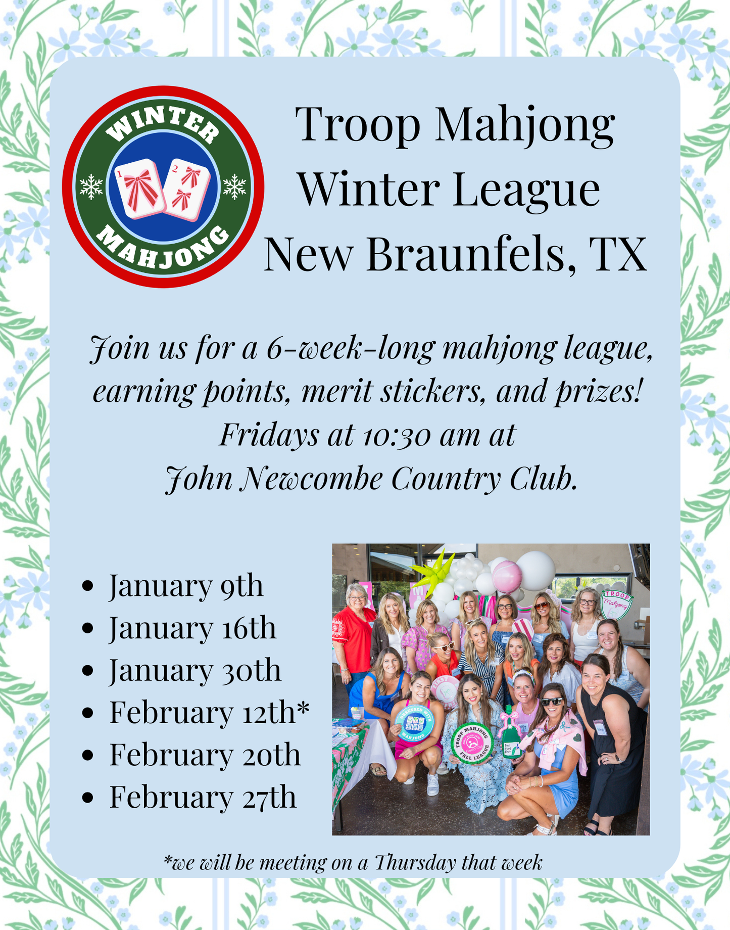 New Braunfels Winter Mahjong League