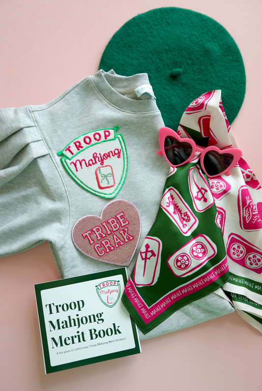 Troop Mahjong Pink & Green Tiles Scarf