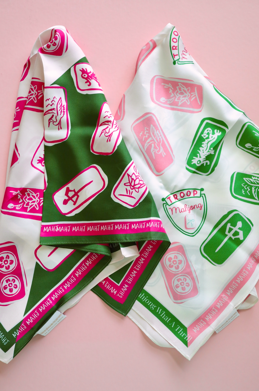Troop Mahjong Pink & Green Tiles Scarf