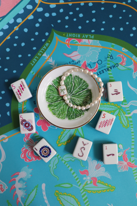 Troop Mahjong Freshwater Pearl Tile Bracelet